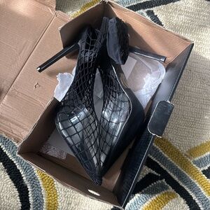 Black Mesh Stiletto Heels